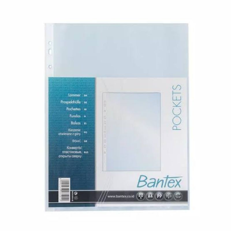 

Bantex 2035 Pocket Sleeve Antiglare A4 sheet protector pack 10 lembar