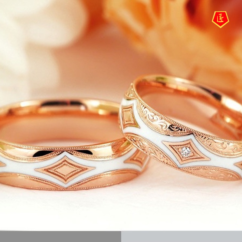 [Ready Stock]Fashion Distinctive Rose Gold Inlaid Ceramic Ring