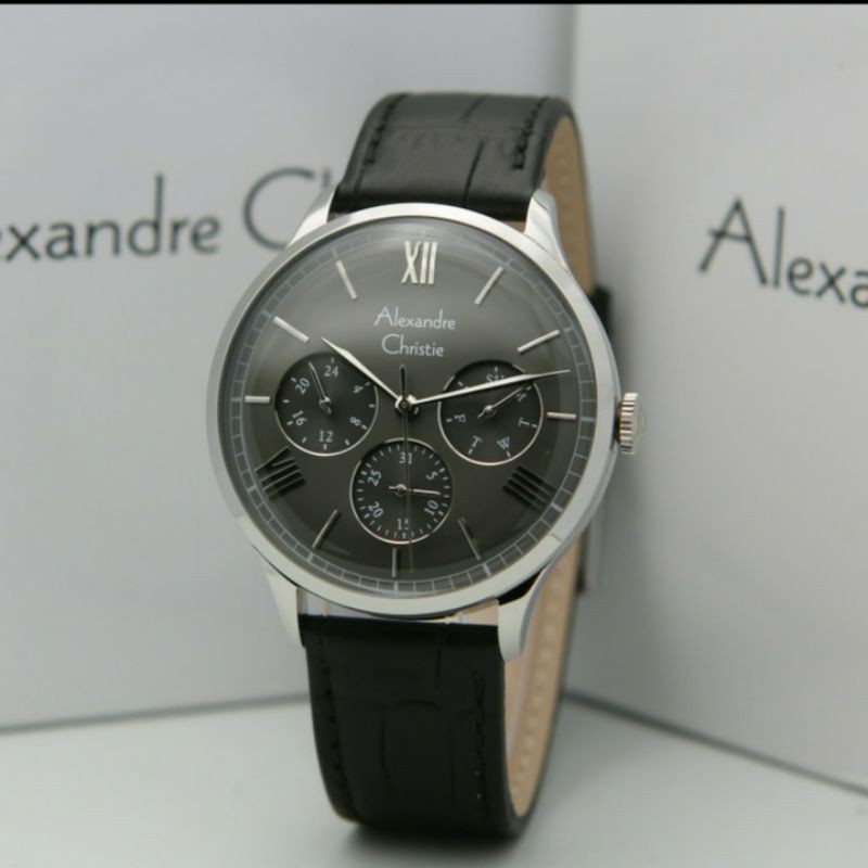 ALEXANDRE CHRISTIE AC6568 SILVER BLACK PRIA.GARANSI RESMI 1 TAHUN