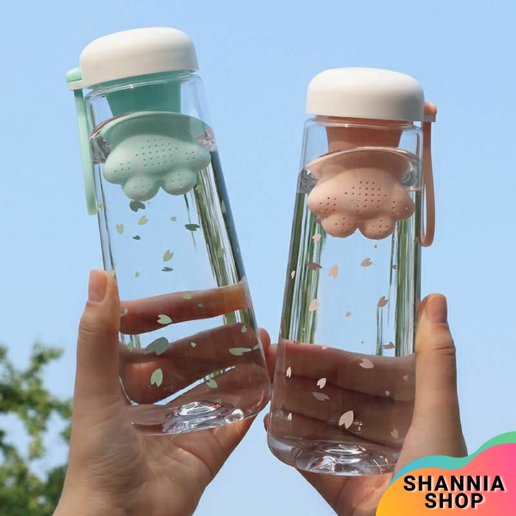 H264 Botol Minum Paw Cat 550ml Cute Claw Tea Infuser Kucing Lucu Unik / Botol Air Minum Sakura-1