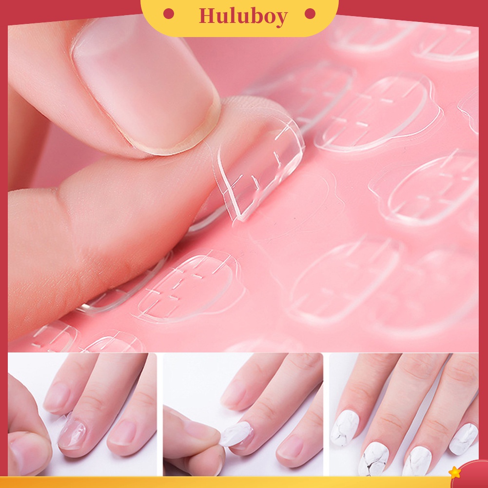 Huluboy Huluboy♡ 120pcs Stiker Kuku Palsu Dua Sisi Warna Transparan