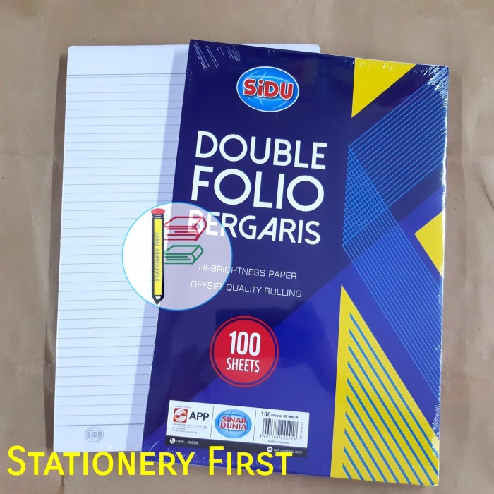 Kertas Double Folio Bergaris isi 100 Lembar SIDU Sinar Dunia