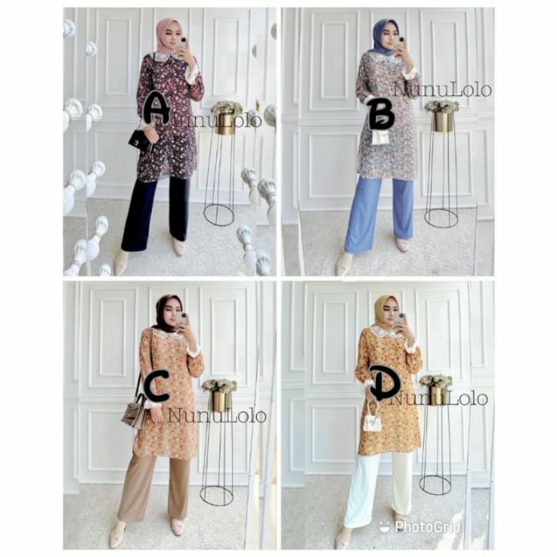 amora set by nunulolo setelan stelan tunik dan kulot ceruty knit baju lebaran setelan lebaran ramadh