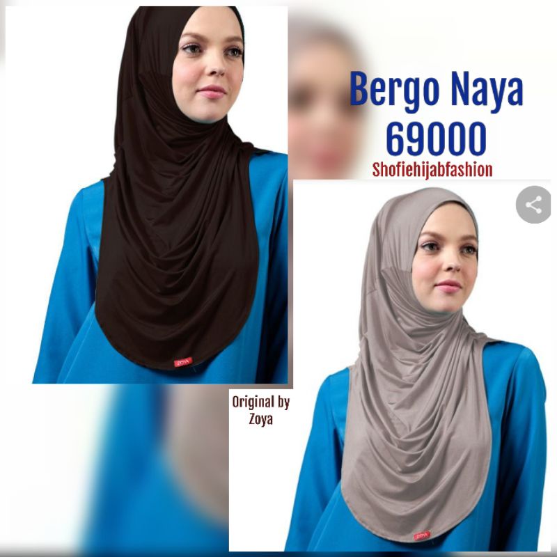 BERGO NAYA BY ZOYA JILBAB INSTANT TANPA PET KERUDUNG OLAHRAGA BERSEPEDA HITAM
