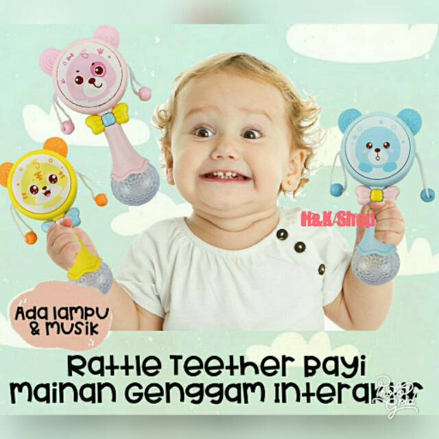 Mainan kerincingan teether bayi