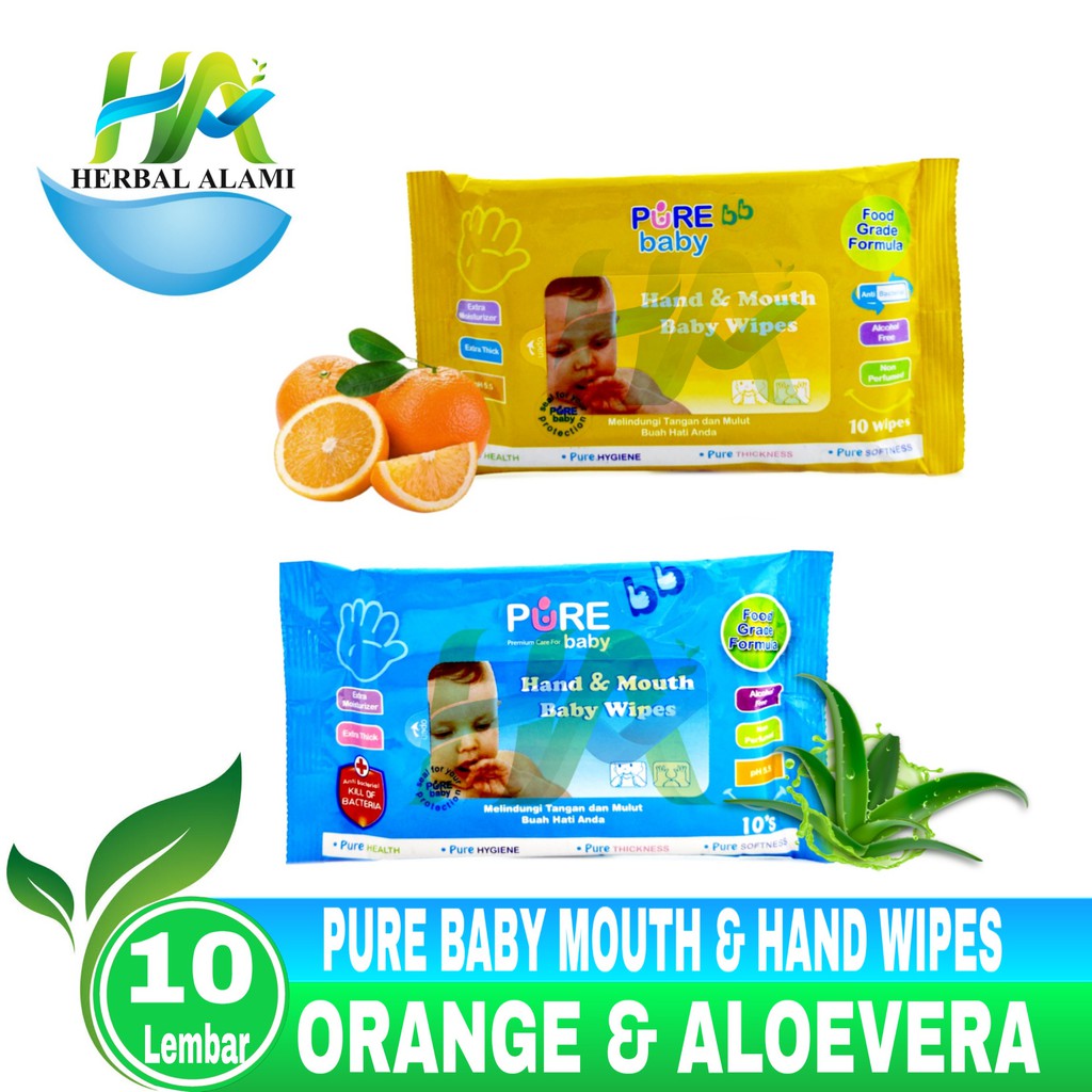 Pure BB Hand &amp; Mouth Baby Wipes isi 10