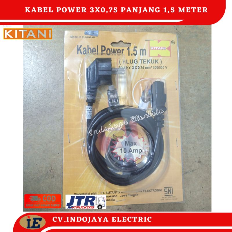 Kabel Power 3x0,75 Kitani1,5 Meter dan 1,8 Meter Kabel Power Laptop Cpu Komputer Kabel Kulkas Dll