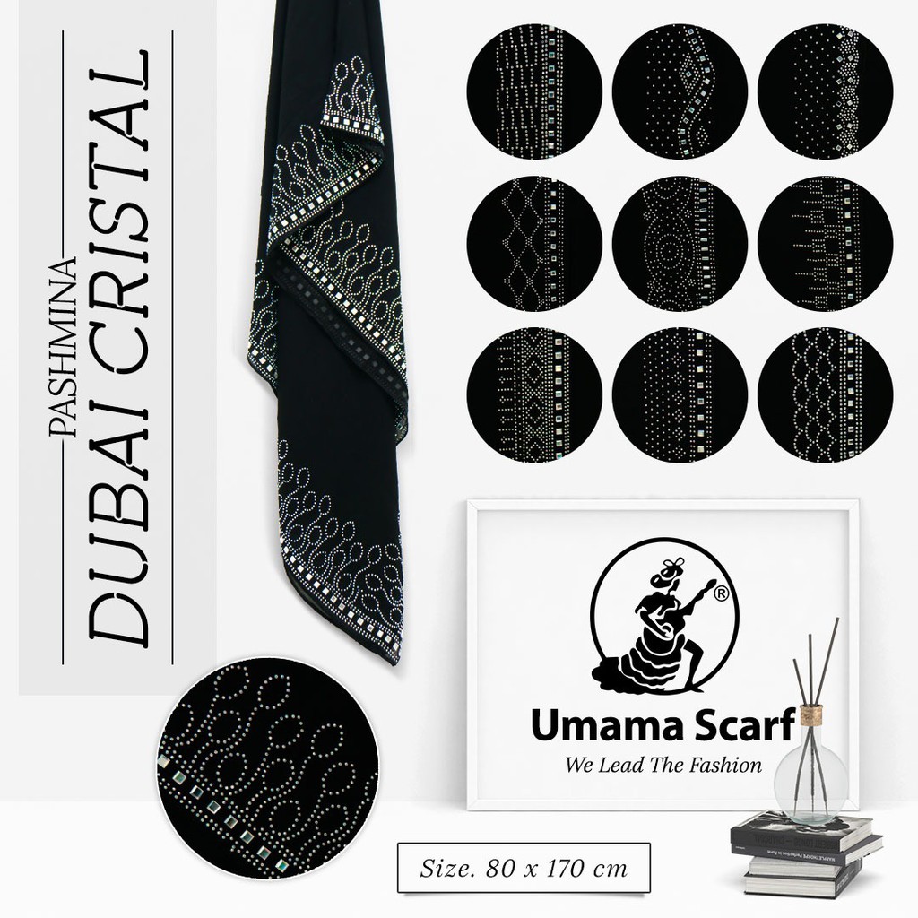 Grosir 10 Pcs Hijab Pashmina Dubai Cristal Motif 10 Bahan Chiffon Arab - By Umama