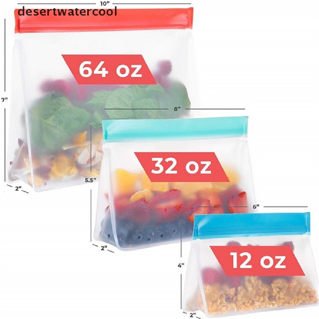 Deid Kantong Penyimpanan Makanan Bahan Silikon Reusable Dengan Ziplock Untuk Freezer