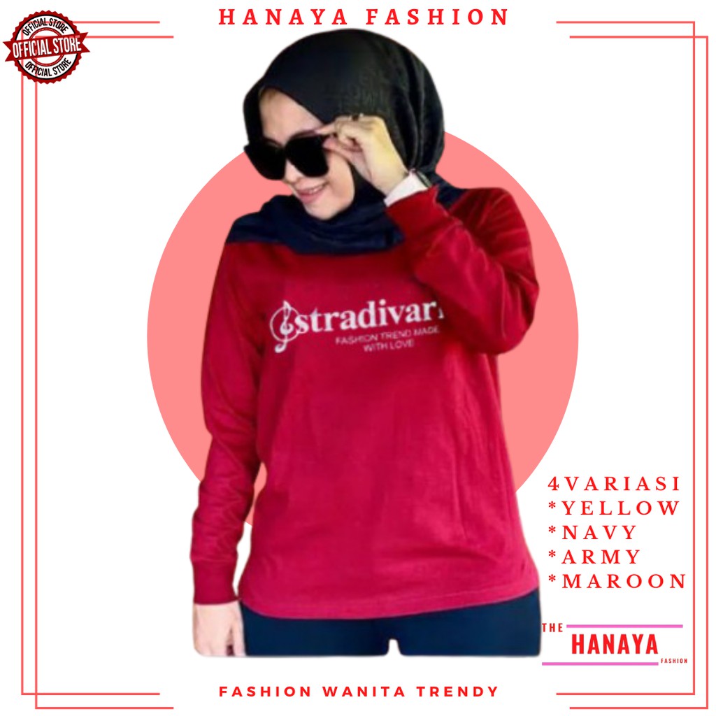 BAJU KAOS WANITA LENGAN PANJANG KEKINIAN | ATASAN SANTAI CEWEK STRADIVARIUS | MODEL TERBARU BISA COD-2