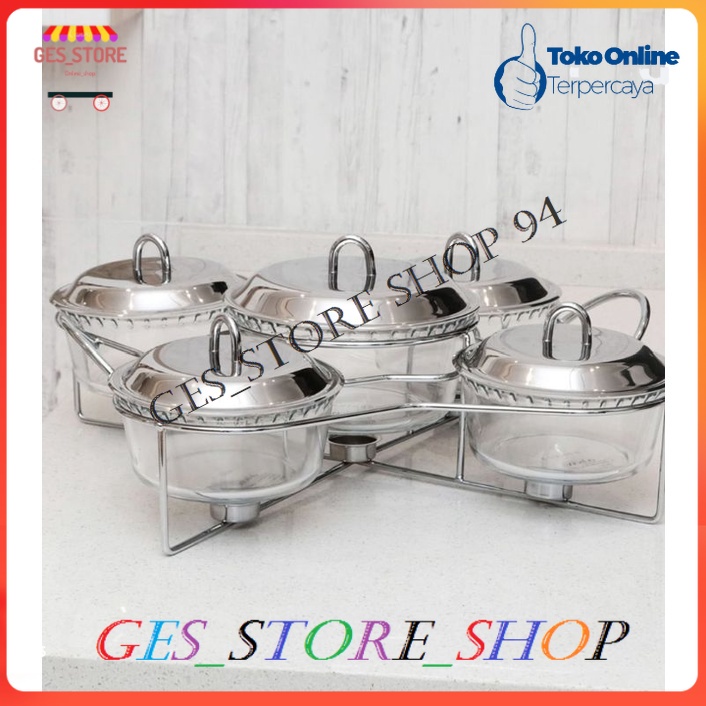 Delicia Set Penghangat Makanan 5 pc/Tempat Penghangat makanan/penghangat makanan prasmanan