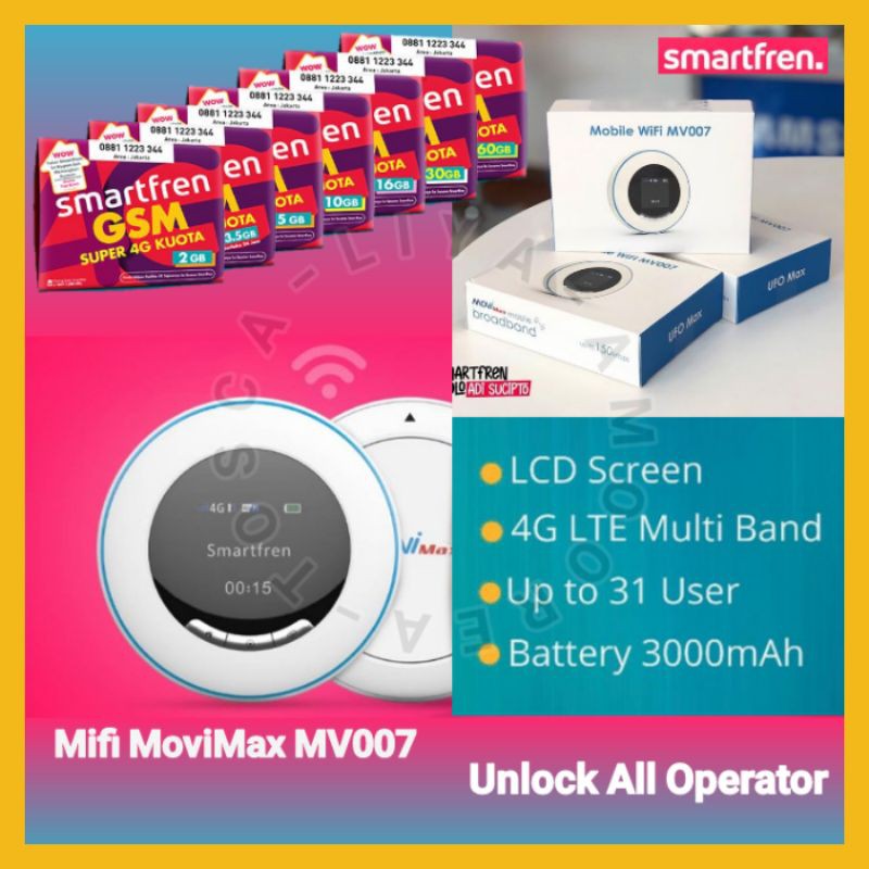 Modem Smartfren 4G LTE MiFi Andromax Movimax MV007 WiFi