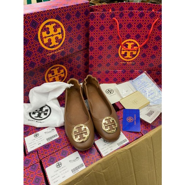 Sepatu wanita tory burch flat Miror ballerina / Kulit asli