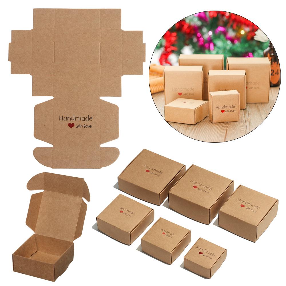 R-flower 10PCS Handmade with Love Perlengkapan Pesta Bungkus Kado Perhiasan Paket Kardus