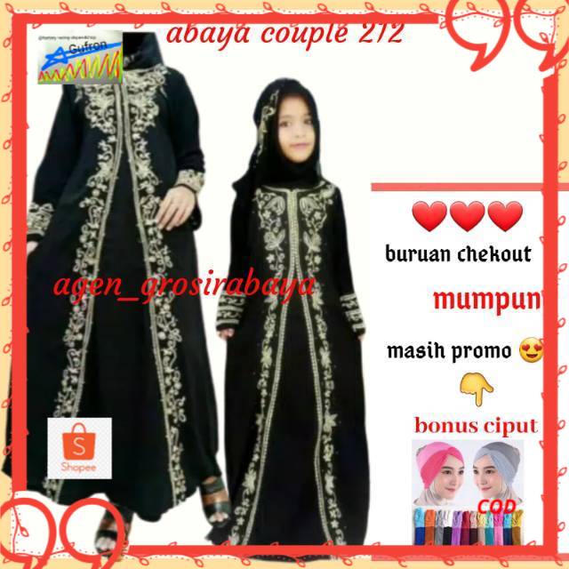 ABAYA COUPLE IBU DAN ANAK ABAYA ARAB ABAYA BORDIR 212 ABAYA HITAM ABAYA TURKEY ABAYA SYARI TERLARIS