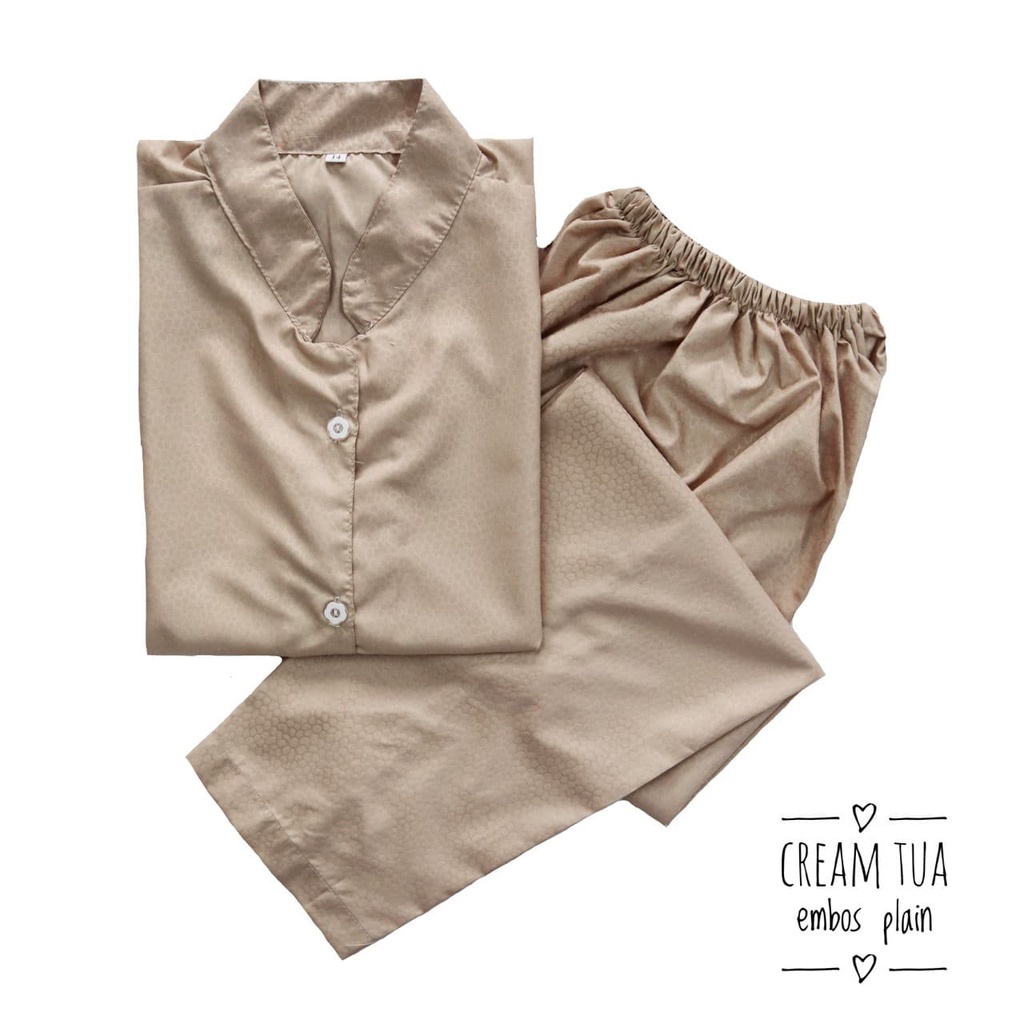 IZANY Piyama Anak Coway / Set Coway Size 14 SATIN APPLE banyak motif-EMBOS CREAM TUA