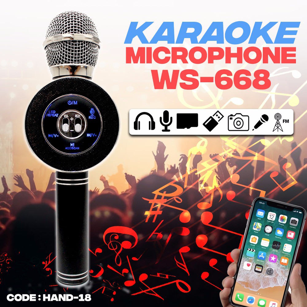 Zo - Mic WS 668 Portable Karaoke Bluetooth Wireless Speaker Smule 858 Q7 Q9