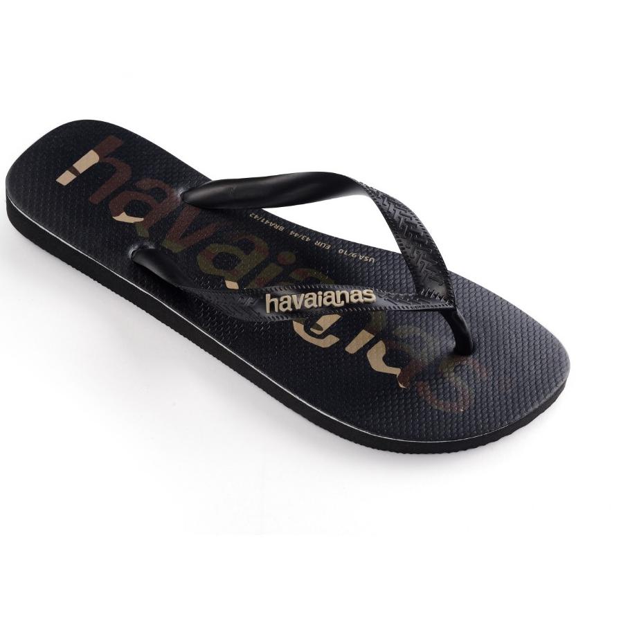 TERBARU Havaianas Man Top Logo Mania FC 4058 Black - Sandal Jepit Pria (Hitam)
