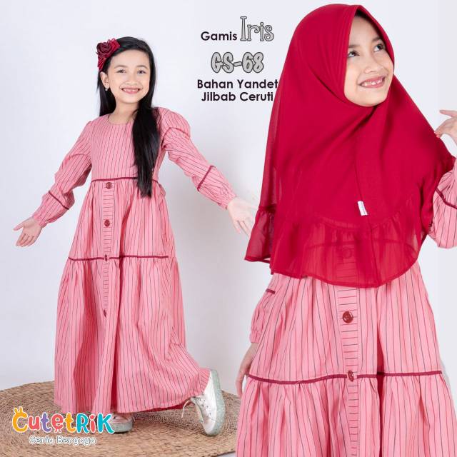 GAMIS IRIS ANAK PEREMPUAN GARIS CUTETRIK