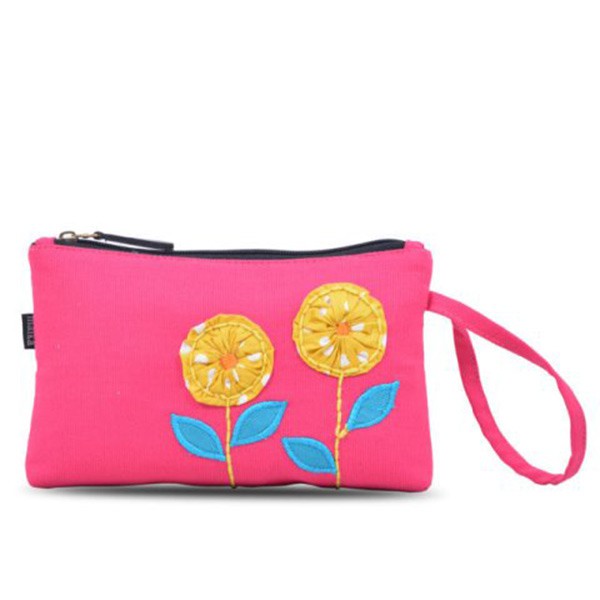 Tas Kanvas Pouch Maika etnik HILA PINK untuk Wanita