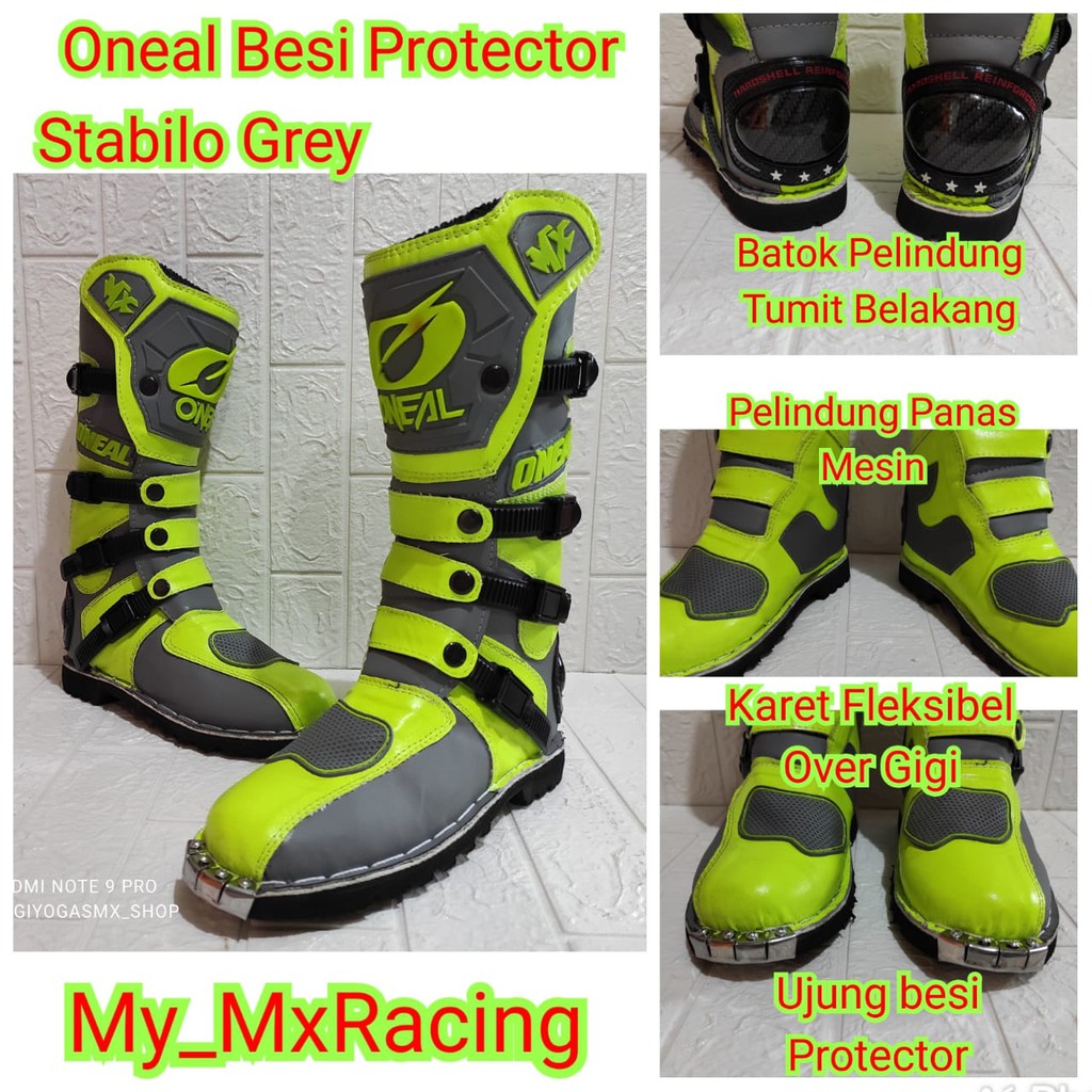 jerseyset cross , sepatu trail &amp; sarung tangan motor cross trail FULSET oneal stabilo abu