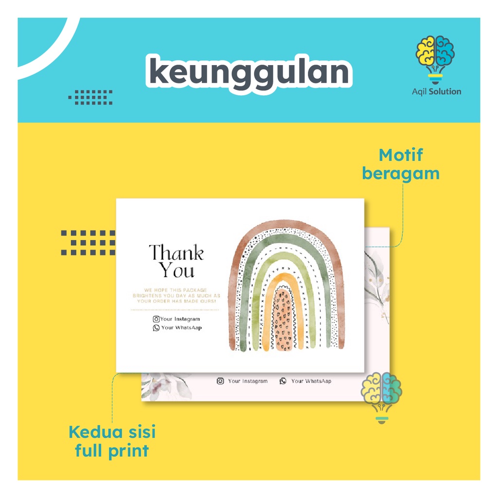 Thank You Card Free Design Kartu Ucapan Terima Kasih Birthday Card Desain Sendiri Perlengkapan Packaging Kemasan Online Shop By Aqilsolution