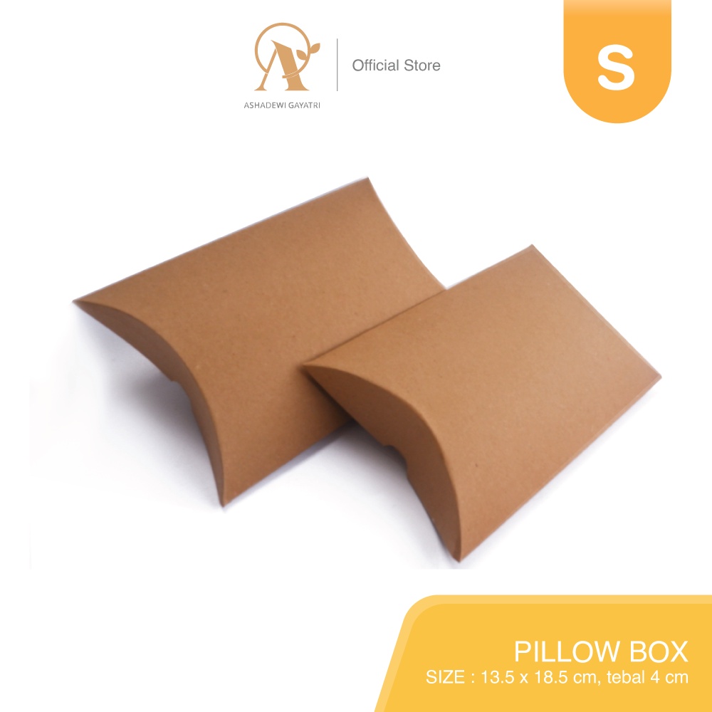 

Ashadewi Gayatri - Pillow Box S / Small Size (13.5x18.5 cm) Brown Kraft / Paper Box / Papaer Packaging