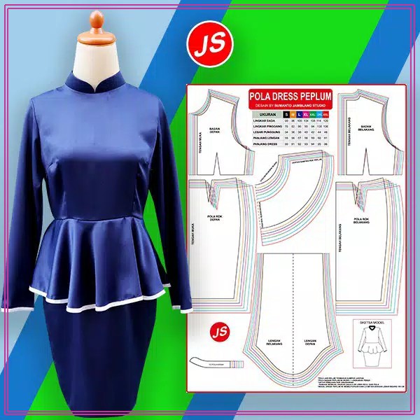 Pola Jiplak Dress Peplum [ JP 042 ] | Rotsa.Id