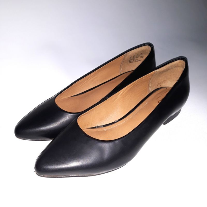 Clarks Women Black Leather Wedges Office Formal Shoes