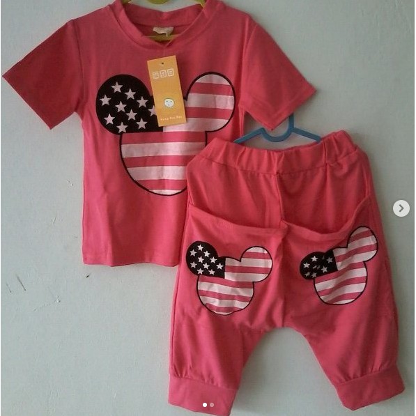 Setelan baju celana  panjang anak  Bahan katun  import  