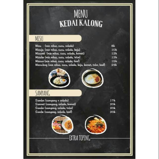 

Menu board A4 (2 sisi+laminasi)