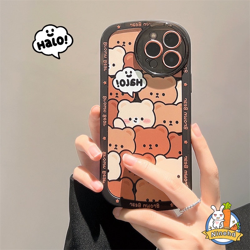 Soft Case Pelindung Bumper Tebal Motif Kartun Beruang Untuk iPhone 13 12 11 Pro Max Xr X Xs Max 7 8 6 6s Plus SE 2020