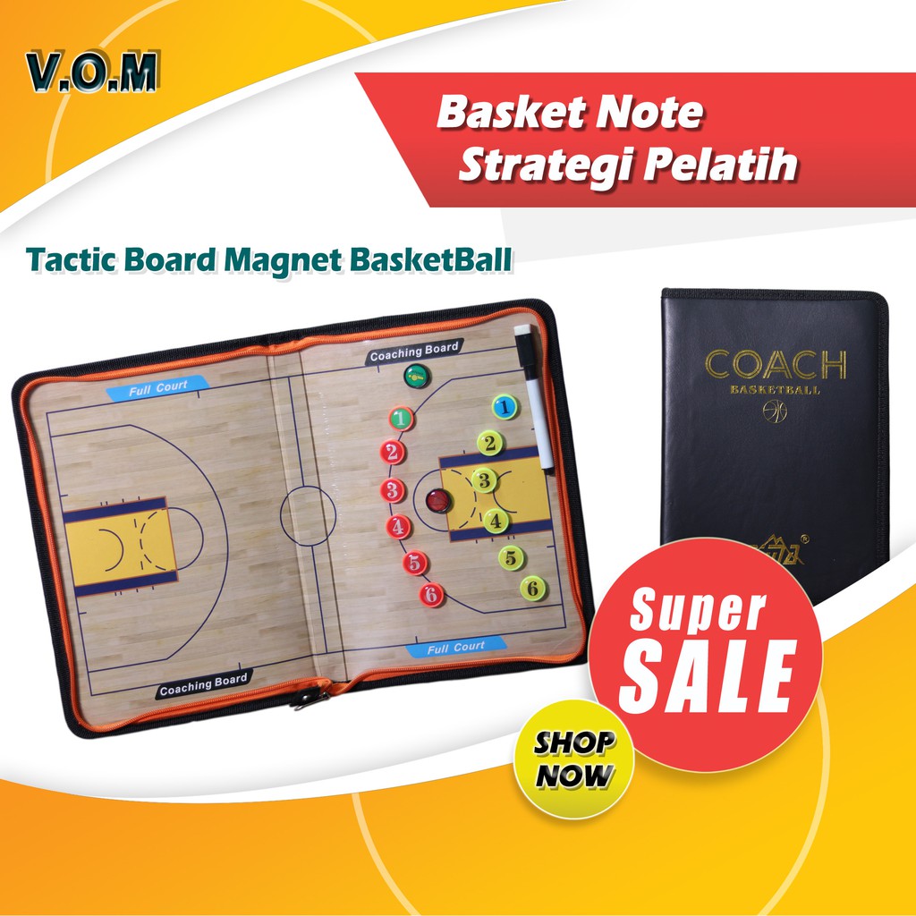 VOM Basket Note Strategi Pelatih Tactic Board Magnet BasketBall 0642