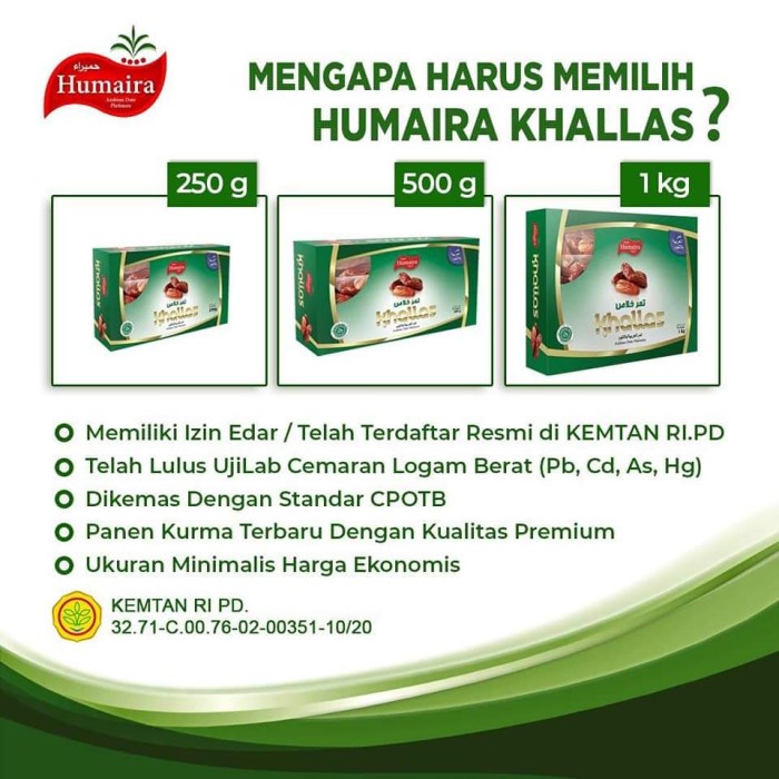 

Kurma Khalas Khallas Humaira 1 kg