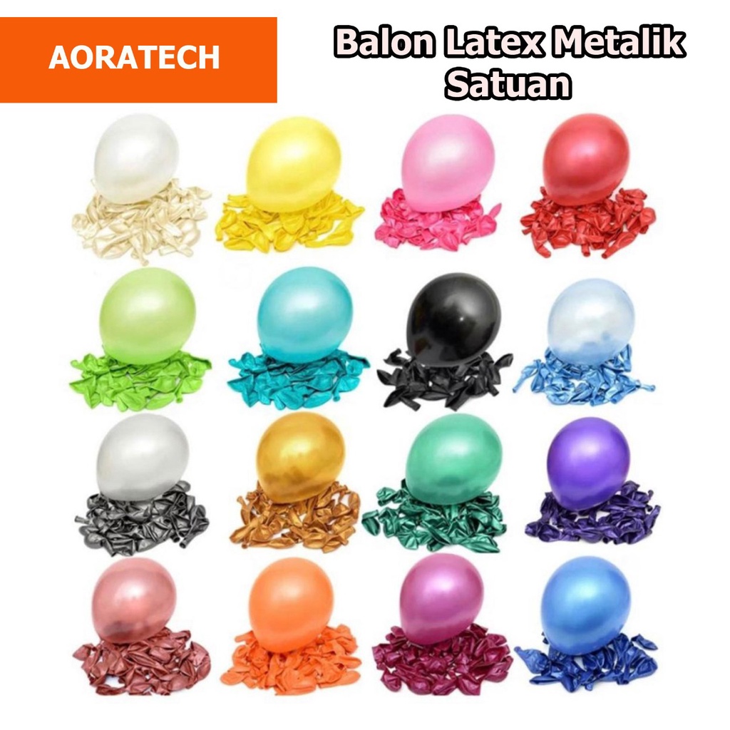 Balon Latex Metalik 12 Inch balloon Karet Polos Warna Warni 1 PCS