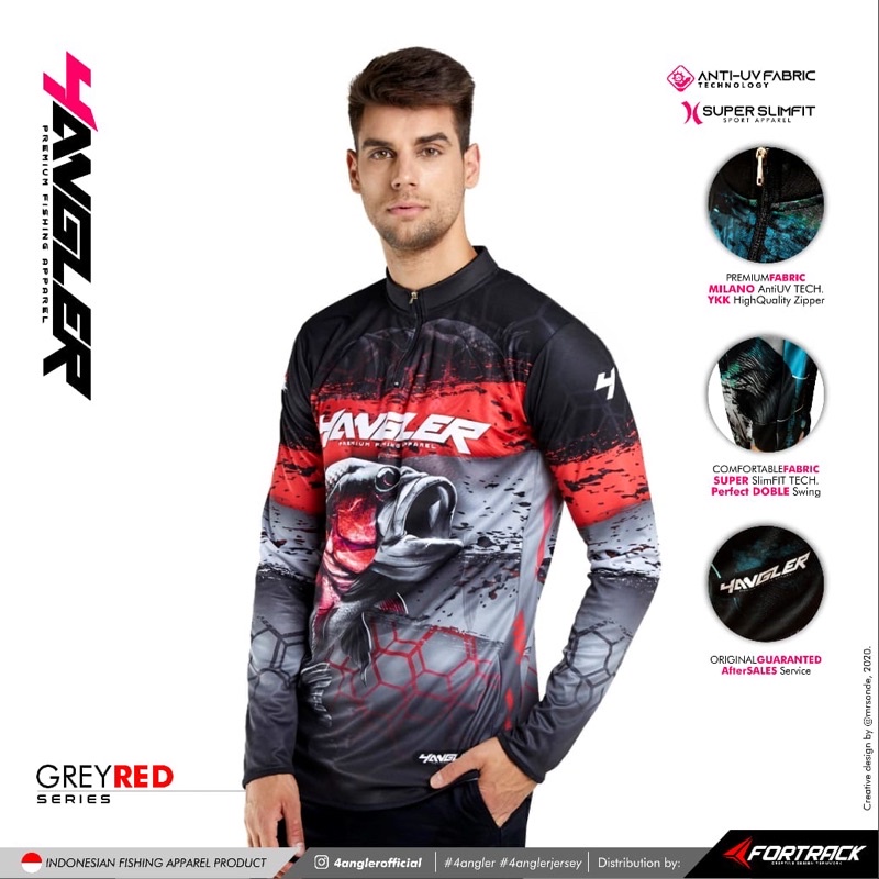 Jersey Mancing CUSTOM 4ANGLER GREY RED
