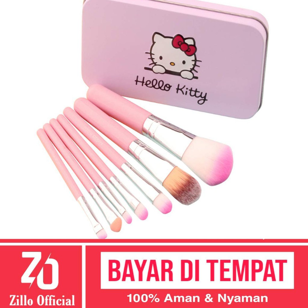 ZILLO Kuas Make Up 7in1 Kuas Wajah Karakter Hello Kitty Pink Kuas Hellokitty Wajah Lembut Di Muka