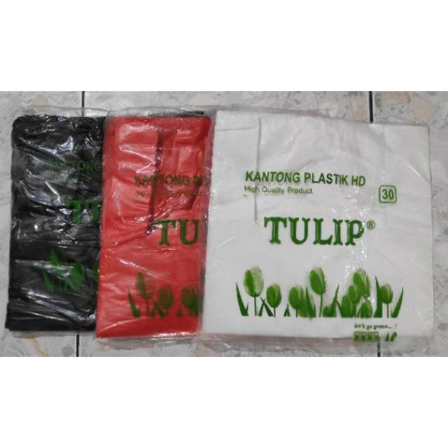 Kantong plastik / kresek no.30 hitam , merah, putih tulip