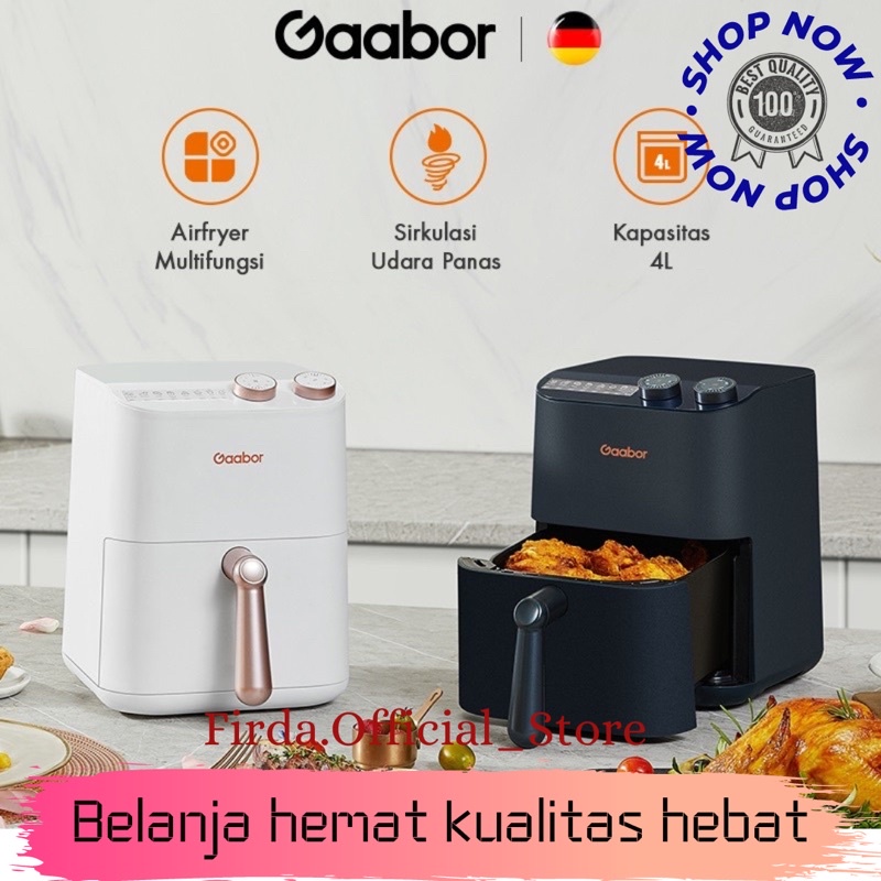 Gaabor Airfryer 4L Pengorengan Tanpa Minyak Kapasitas Besar - Putih/GA-M4D - Pink/GA-M4D01 - Hitam/GA-M4D02