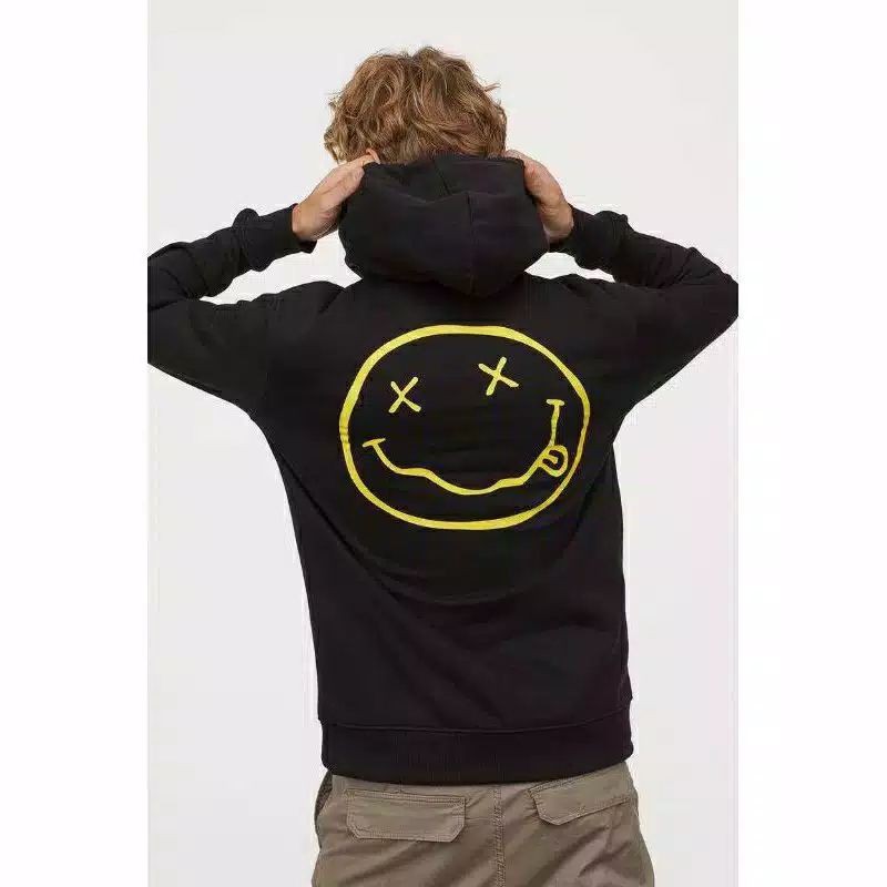 Hoodie Hnm Pria Wanita Nirvana Yellow Black H&amp;m Hitam Free Paper Bag