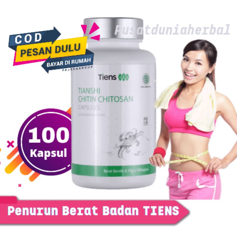 Tiens / Thiansi Chitin Chitosan Segel isi 100 kapsul free Alat Ukur