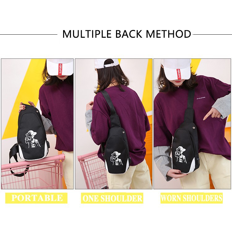 Mainland Luminous Tas Selempang USB Charger Sling Bag Tas Slempang Dada Anti Air Anti Maling TCS04