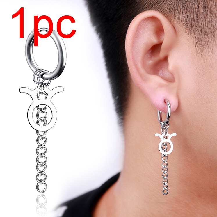 Anting Rantai Bahan Stainless Steel Gaya Hip Hop Punk Untuk Pria