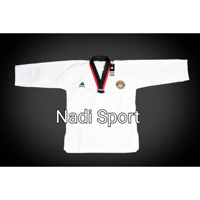 DOBOK TAEKWONDO ANAK KERAH MERAH HITAM BAJU TAEKWONDO ADIDAS ANAK KERAH MERAH HITAM