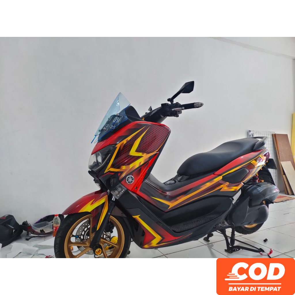 Stiker Decal Motor YAMAHA NMAX OLD Full Body Sticker NMAX Lama Warna Merah Garis Gold Keren Bisa COD