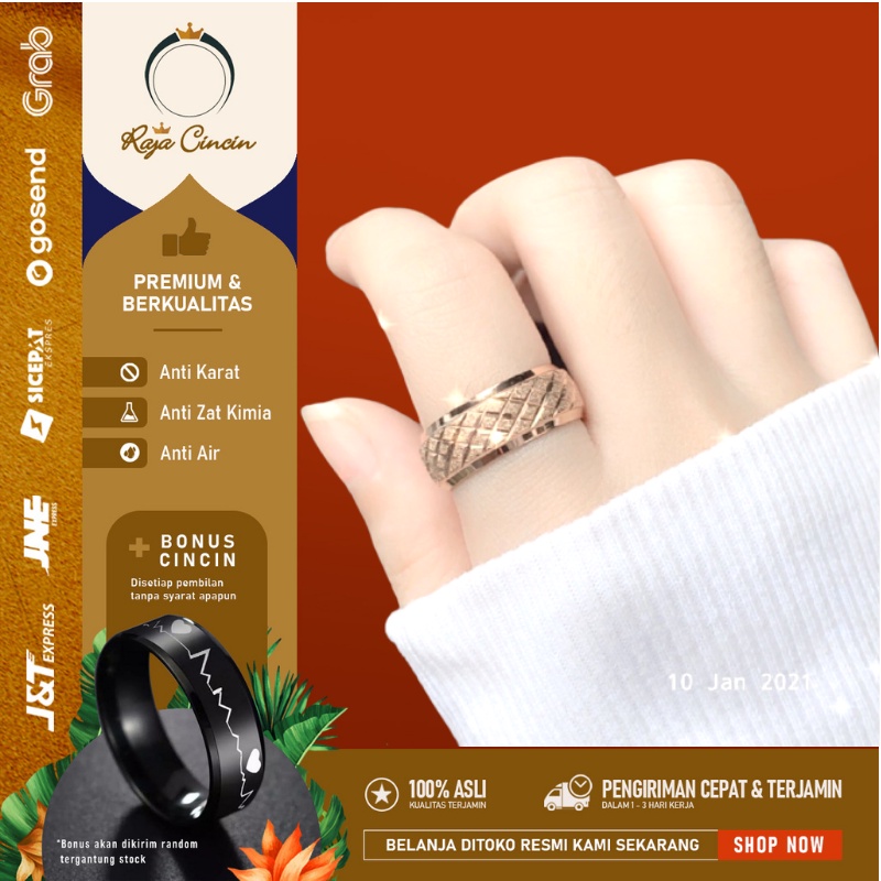 Cincin Titanium Wanita Anti Karat Asli Perak Silver Cewek Korea Palldium Super Premium Mewah