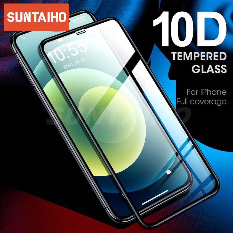 Pelindung Layar Tempered glass 10d Untuk iPhone 6 6s 7 8 Plus X Xs Max XR 11 12 Pro Max SE 2020