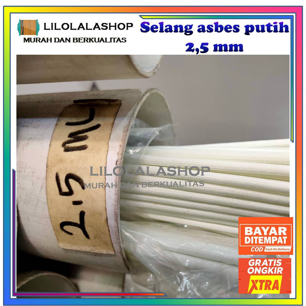 2,5 mm SAP Selongsong asbes putih/selang asbes anti panas ukuran 2,5 mm