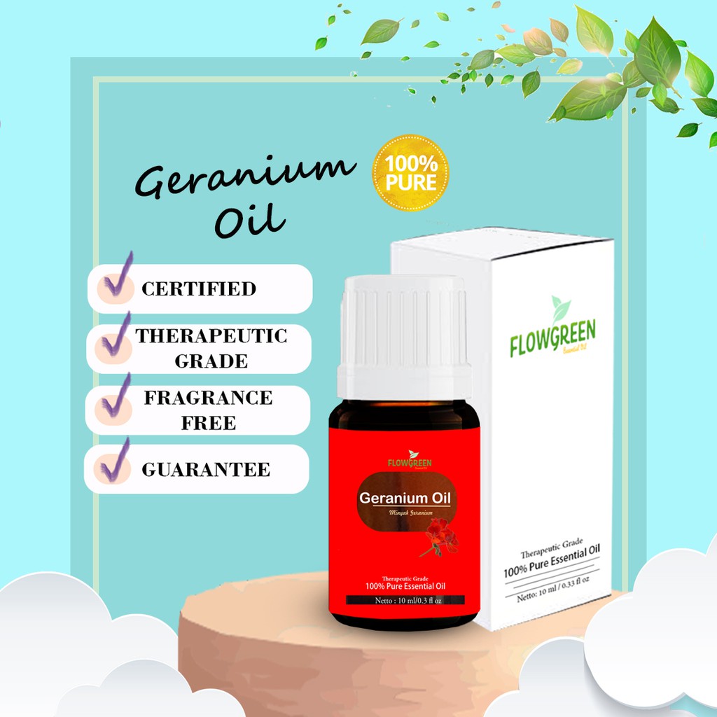 Flowgreen Geranium Bourbon Essential Oil Pure Minyak Essensial Atsiri Aroma Terapi Diffuser EO