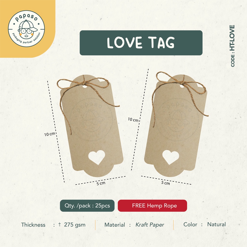 

Love Tag / Hang Tag / Kraft Tag / Tali Rami / 5x10cm